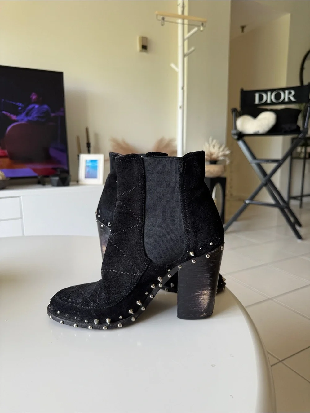 Laurence Dacade Black Studded Suede Heels Ankle Boots Leather Luxury Designer 7